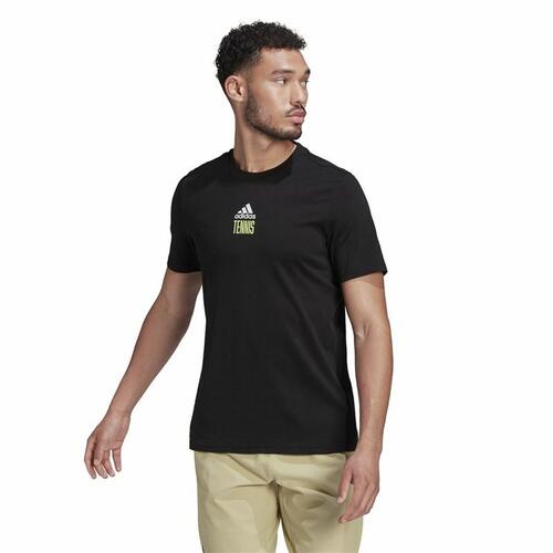 Kortærmet T-shirt til Mænd Adidas Aeroready Paris Graphic Tovtrækning Sort XL