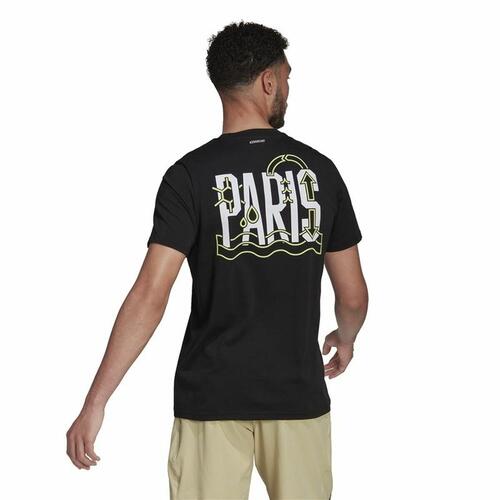 Kortærmet T-shirt til Mænd Adidas Aeroready Paris Graphic Tovtrækning Sort XL