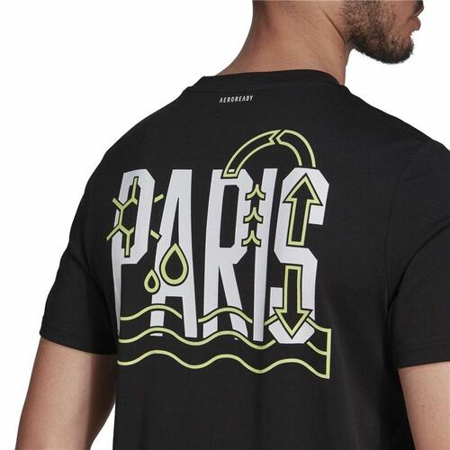 Kortærmet T-shirt til Mænd Adidas Aeroready Paris Graphic Tovtrækning Sort XL