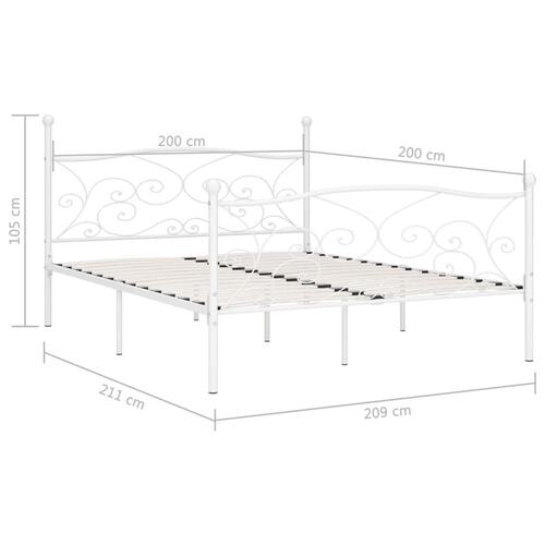 Sengestel med lamelbund 200 x 200 cm metal hvid