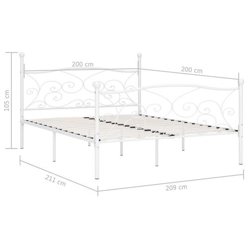 Sengestel med lamelbund 200 x 200 cm metal hvid