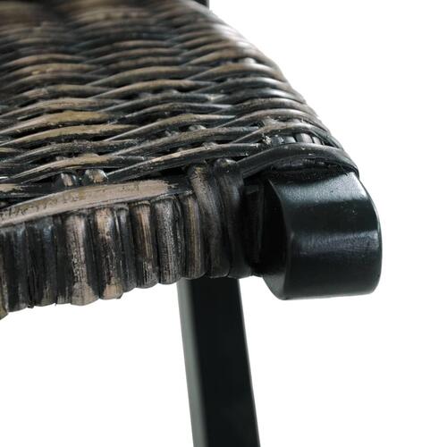 Afslapningsstol naturlig kubu-rattan massivt mahognitræ sort