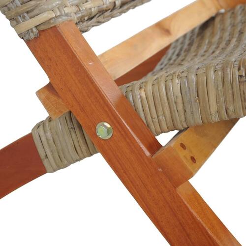 Afslapningsstol naturlig kubu-rattan massivt mahognitræ