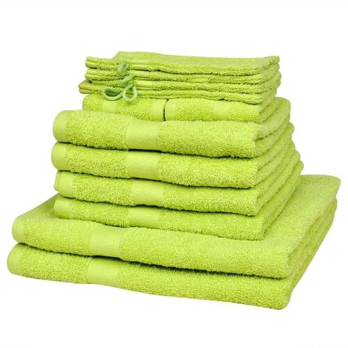 Håndklædesæt i 12 dele bomuld 500 gsm æblegrøn