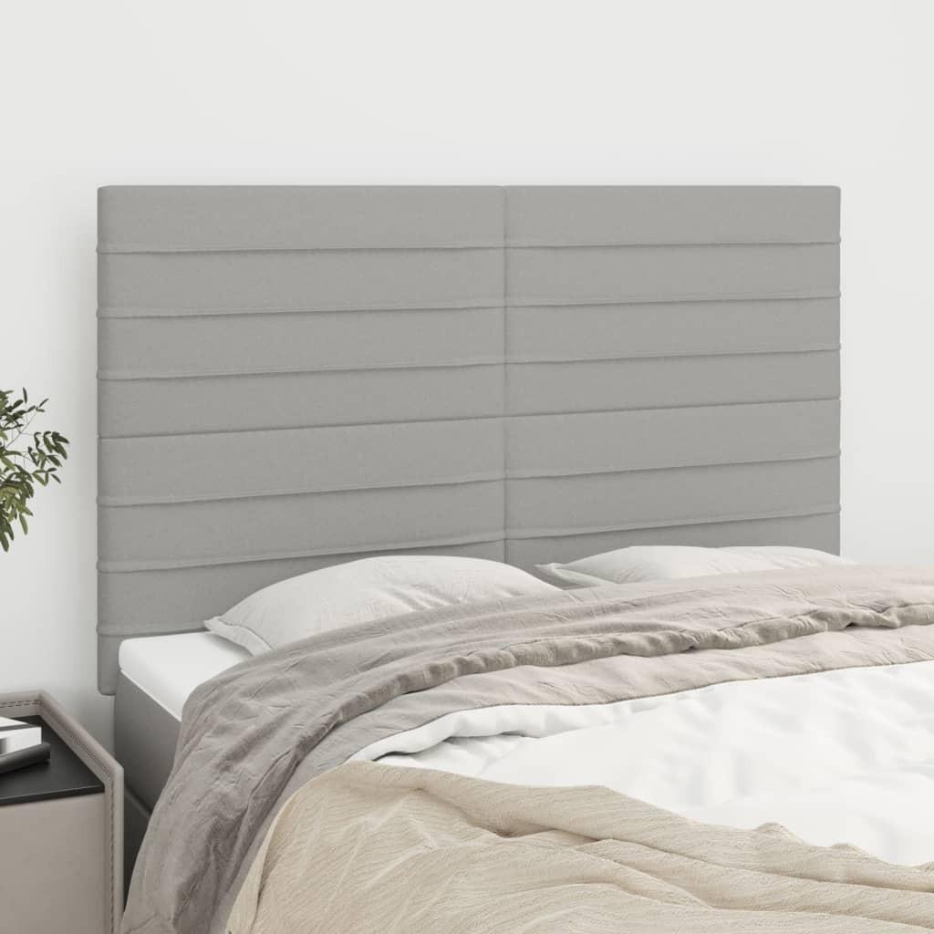vidaXL sengegavl lysegrå 144x5x118/128 cm stof