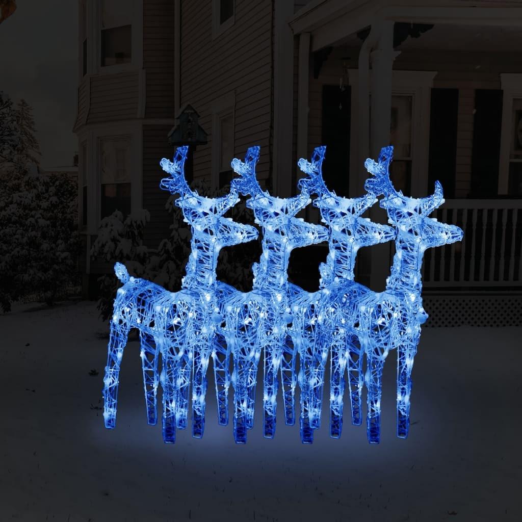 Julerensdyr 4 stk. 160 LED'er akryl blåt lys