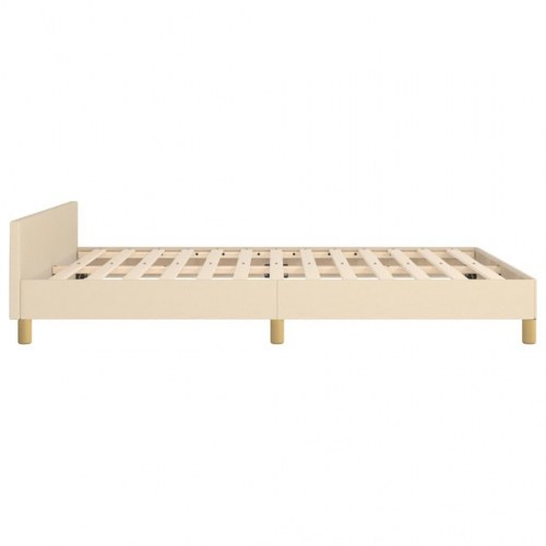 Sengeramme med sengegavl 140x200 cm - stof, cremefarvet