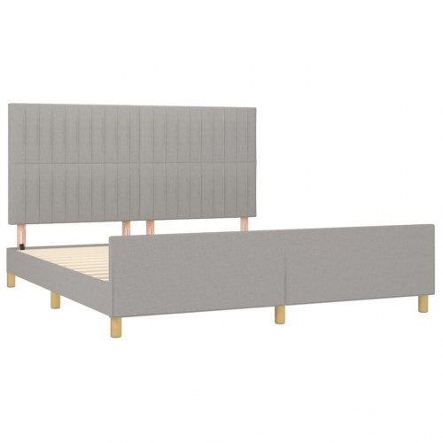 Sengeramme med sengegavl 160x200 cm - stof, lysegrå