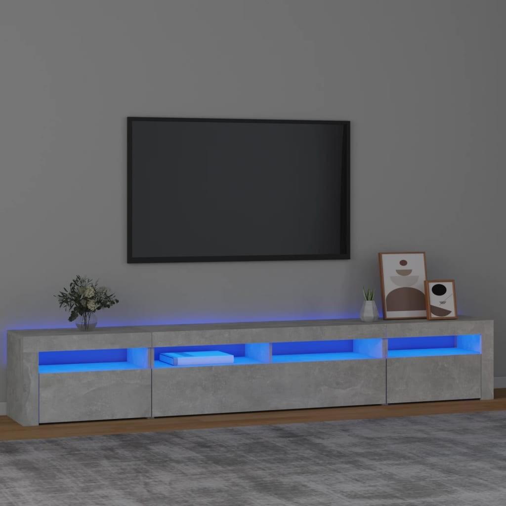 Sengebord med LED-lys 240x35x40 cm betongrå