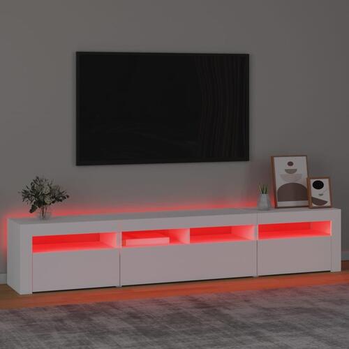 Tv-skab med LED-lys 210x35x40 cm hvid