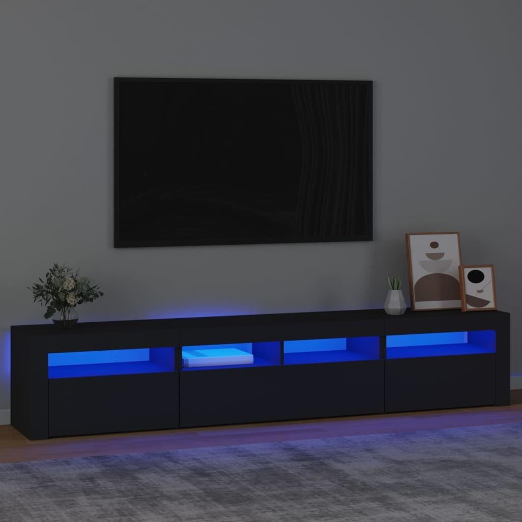 Tv-skab med LED-lys 210x35x40 cm sort