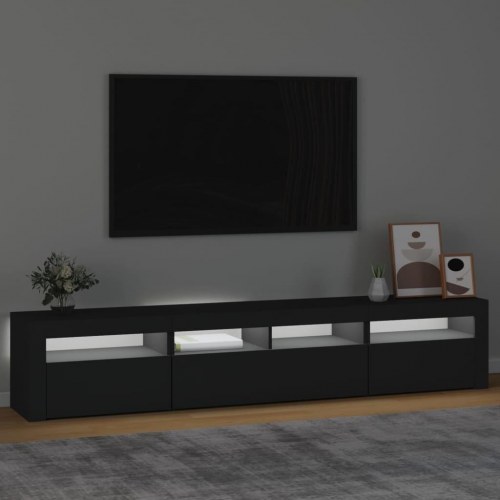 Tv-skab med LED-lys 210x35x40 cm sort