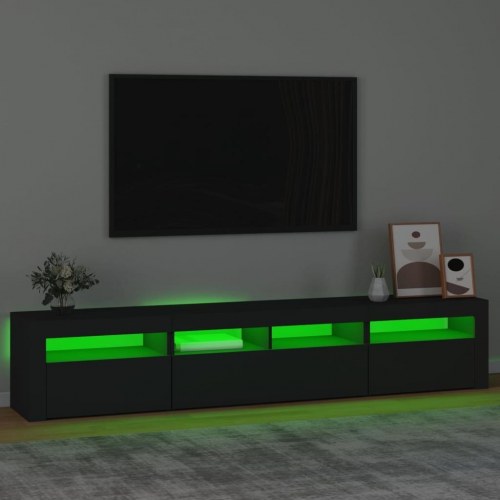 Tv-skab med LED-lys 210x35x40 cm sort