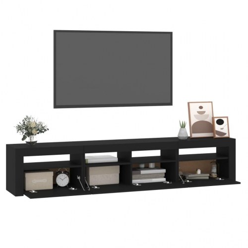 Tv-skab med LED-lys 210x35x40 cm sort