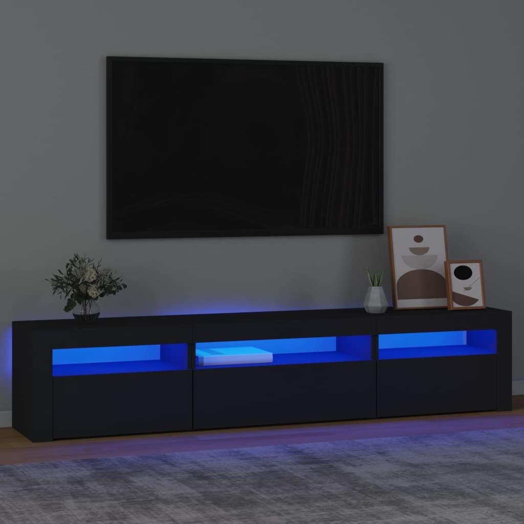 Tv-bord med LED-lys 195x35x40 cm sort
