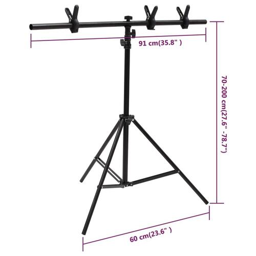 T-formet baggrundsstativ 91x60x(70-200) cm sort