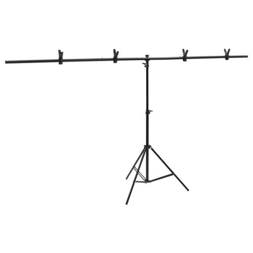 T-formet baggrundsstativ 201x60x(70-200) cm sort