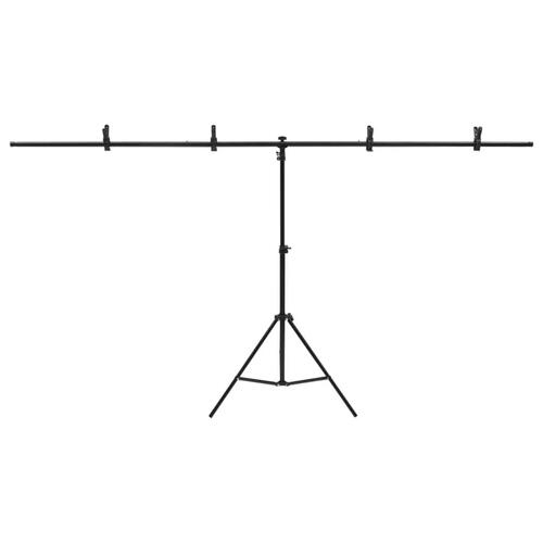 T-formet baggrundsstativ 201x60x(70-200) cm sort