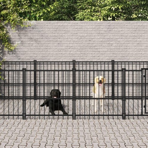 Udendørs hundegård i stål - 7,51 m², sort