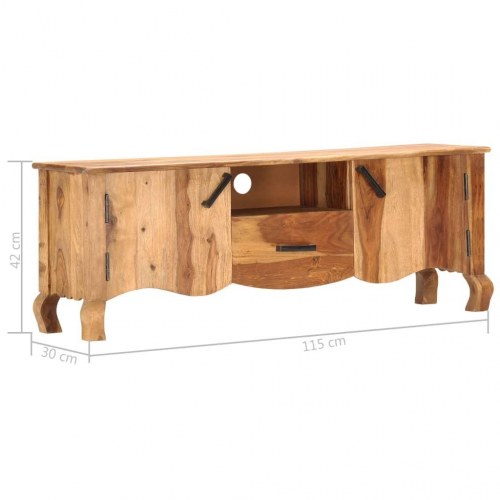 Tv-bord 115x30x42 cm massivt teaktræ