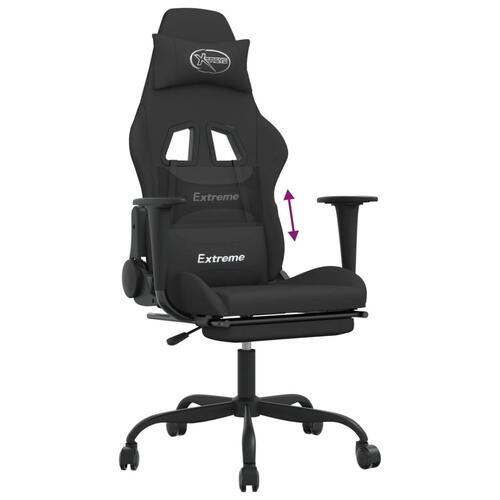 Gamingstol med fodstøtte stof sort
