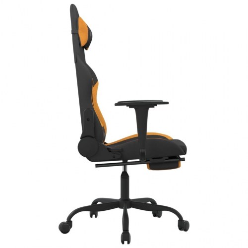 Gamingstol med fodstøtte i stof - sort/orange, højde- og ryglænsjusterbar