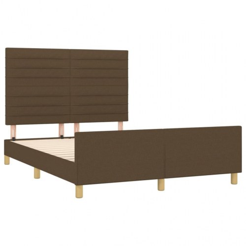 Sengeramme med sengegavl 140×190 cm - stof, mørkebrun