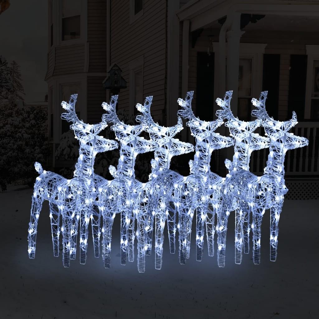 Julerensdyr 6 stk. 240 LED'er akryl koldt hvidt lys