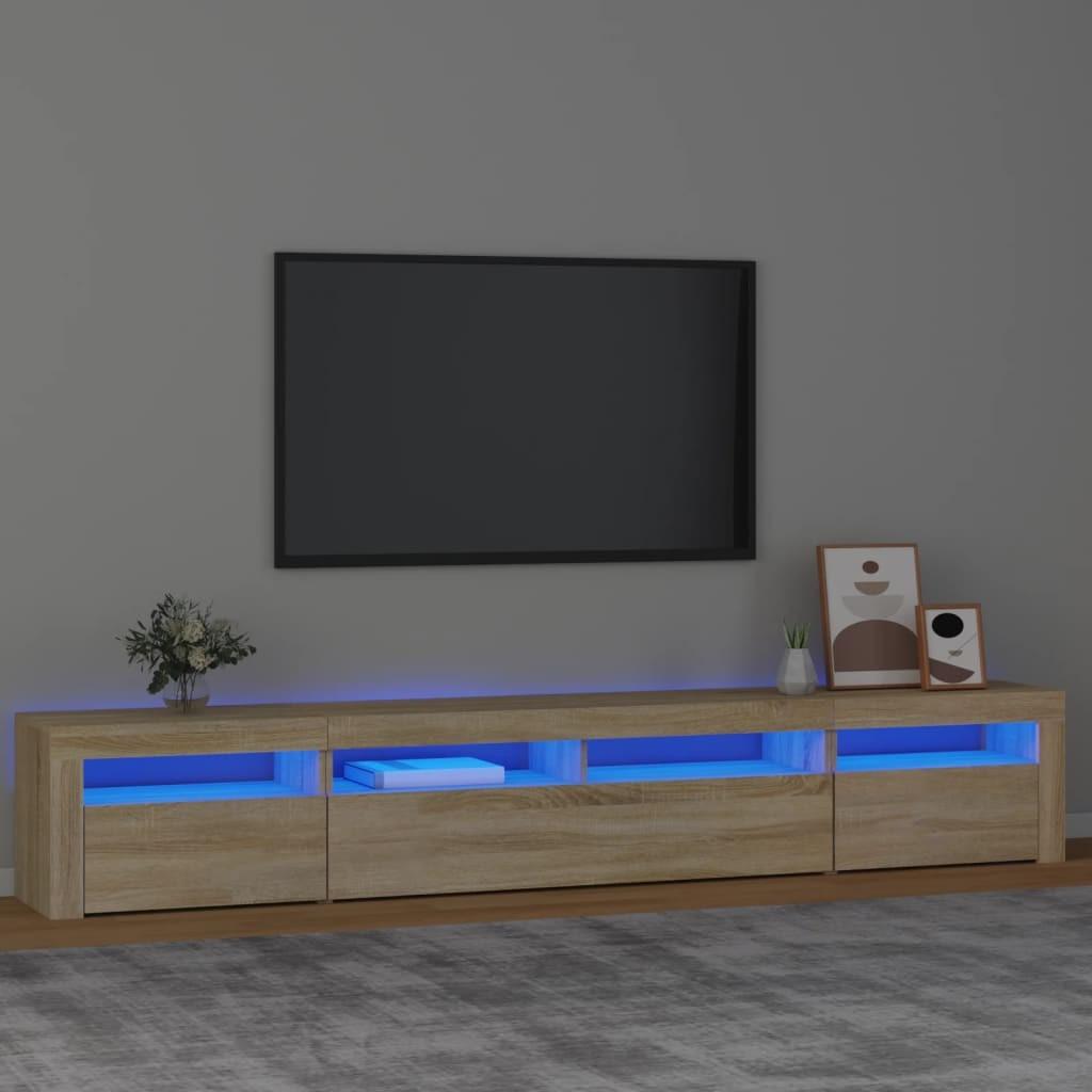 Tv-skab med LED-lys 240x35x40 cm sonoma-eg