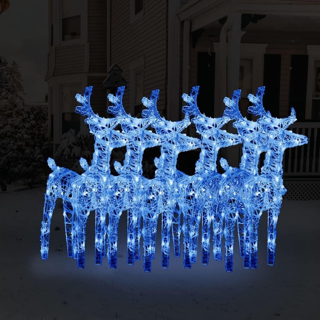Julerensdyr 6 stk. 240 LED'er akryl blåt lys