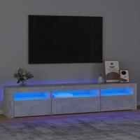 Sengebord med LED-lys 195x35x40 cm betongrå