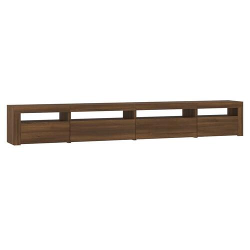 Tv-skab med LED-lys 270x35x40 cm brun egetræ