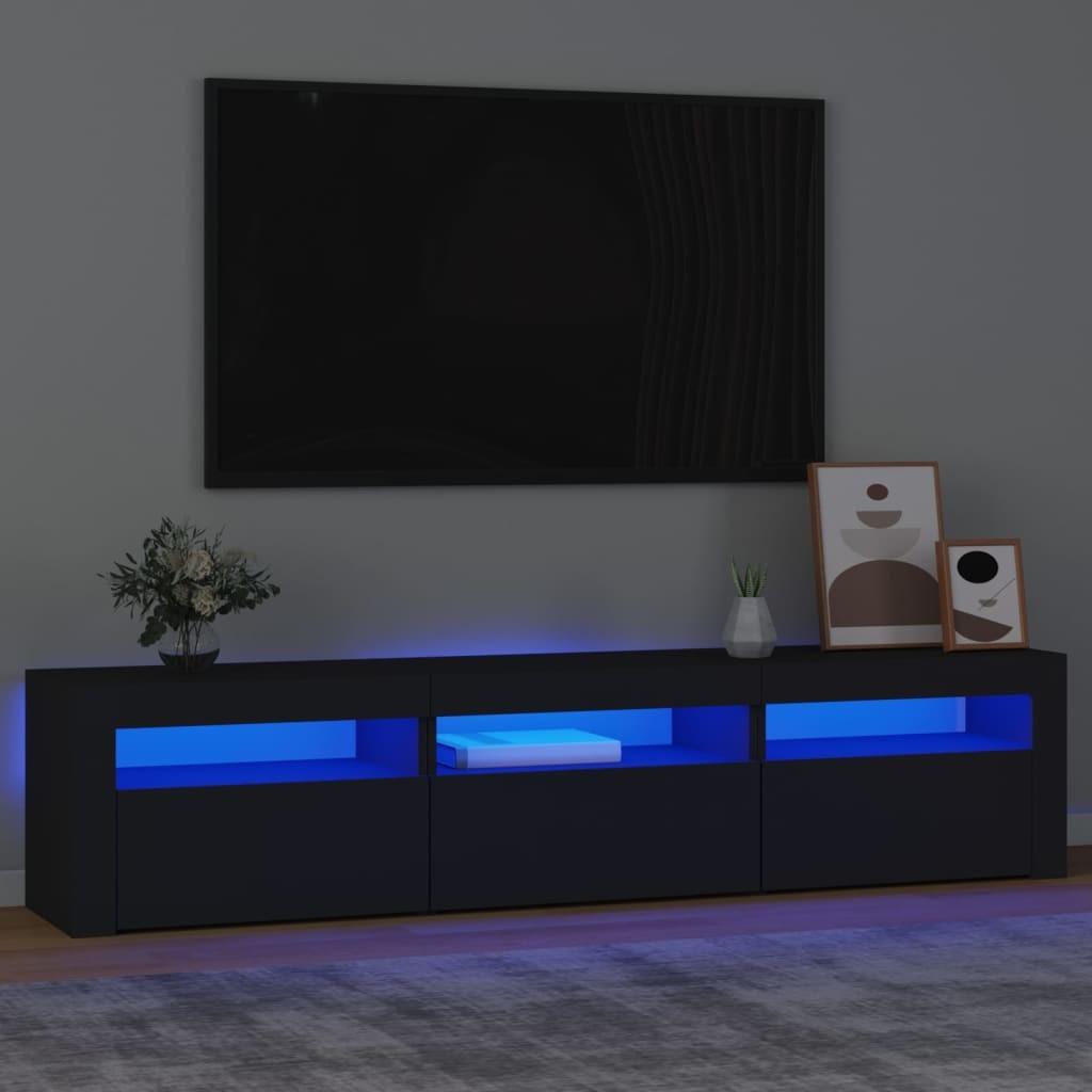 Tv-bord med LED-lys 180x35x40 cm sort