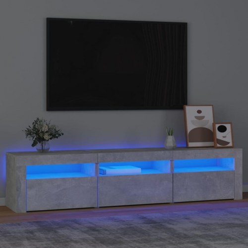 Tv-bord med LED-lys - 180 × 35 × 40 cm, betongrå