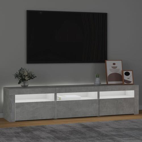 Tv-bord med LED-lys 180x35x40 cm betongrå