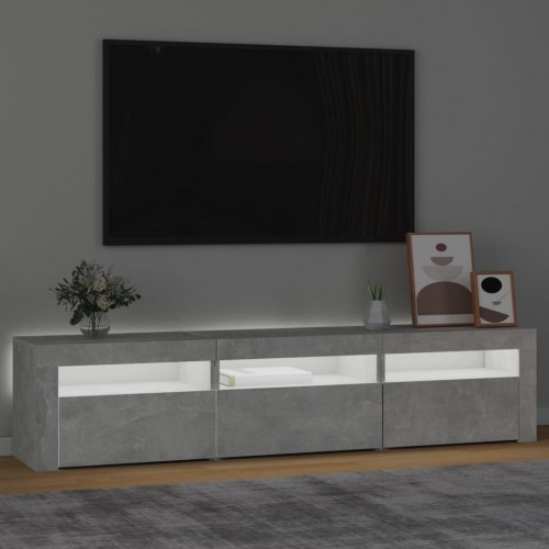 Tv-bord med LED-lys - 180 × 35 × 40 cm, betongrå