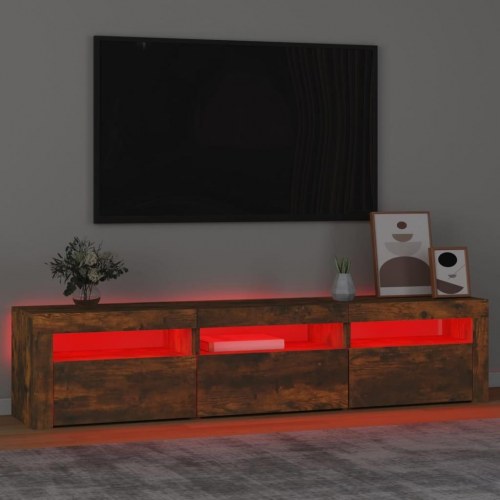 Tv-bord med LED-lys - 180×35×40 cm, røget egetræsfarve