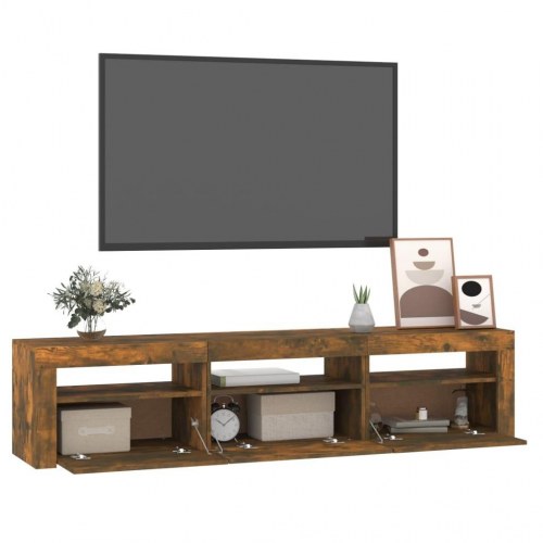 Tv-bord med LED-lys - 180×35×40 cm, røget egetræsfarve