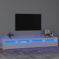Tv-skab med LED-lys 240x35x40 cm hvid højglans
