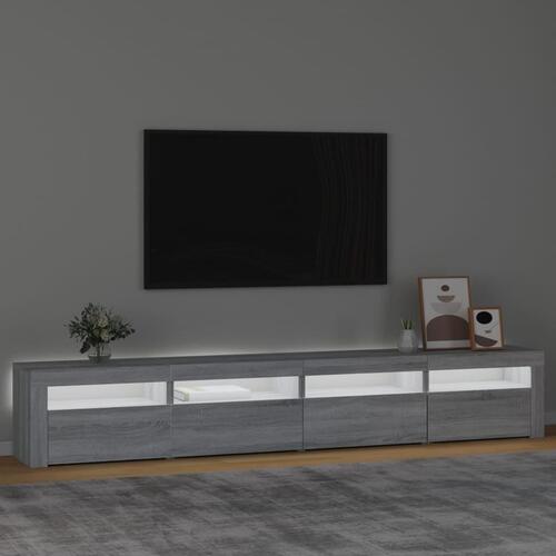Tv-skab med LED-lys 240x35x40 cm grå sonoma-eg