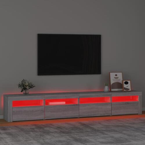 Tv-skab med LED-lys 240x35x40 cm grå sonoma-eg