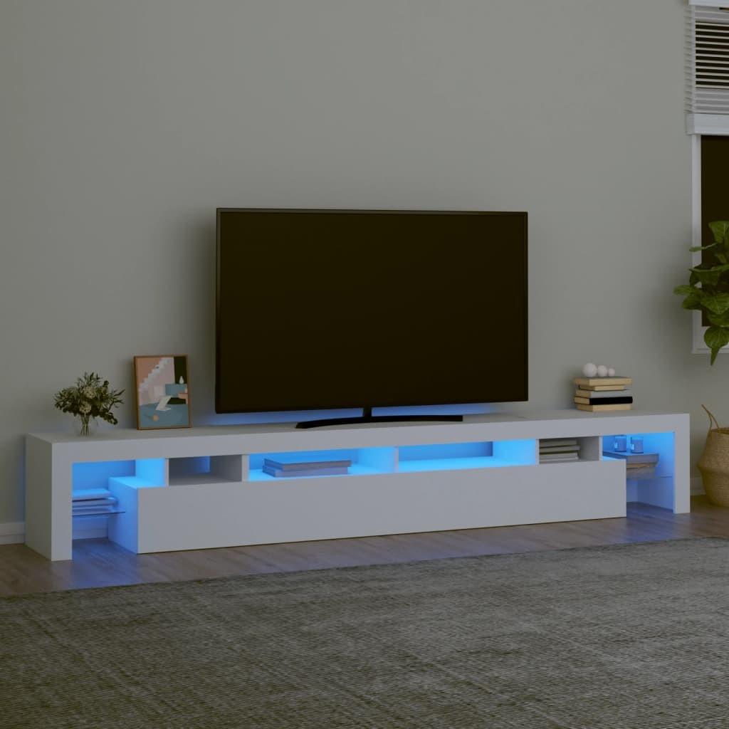 Tv-skab med LED-lys 260x36,5x40 cm hvid