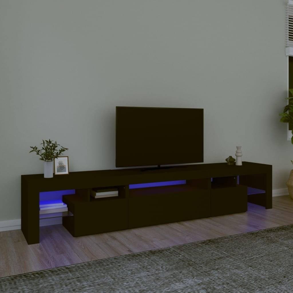 Tv-skab med LED-lys 215x36,5x40 cm sort