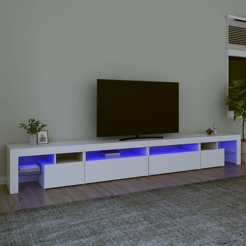 Tv-skab med LED-lys 290x36,5x40 cm hvid