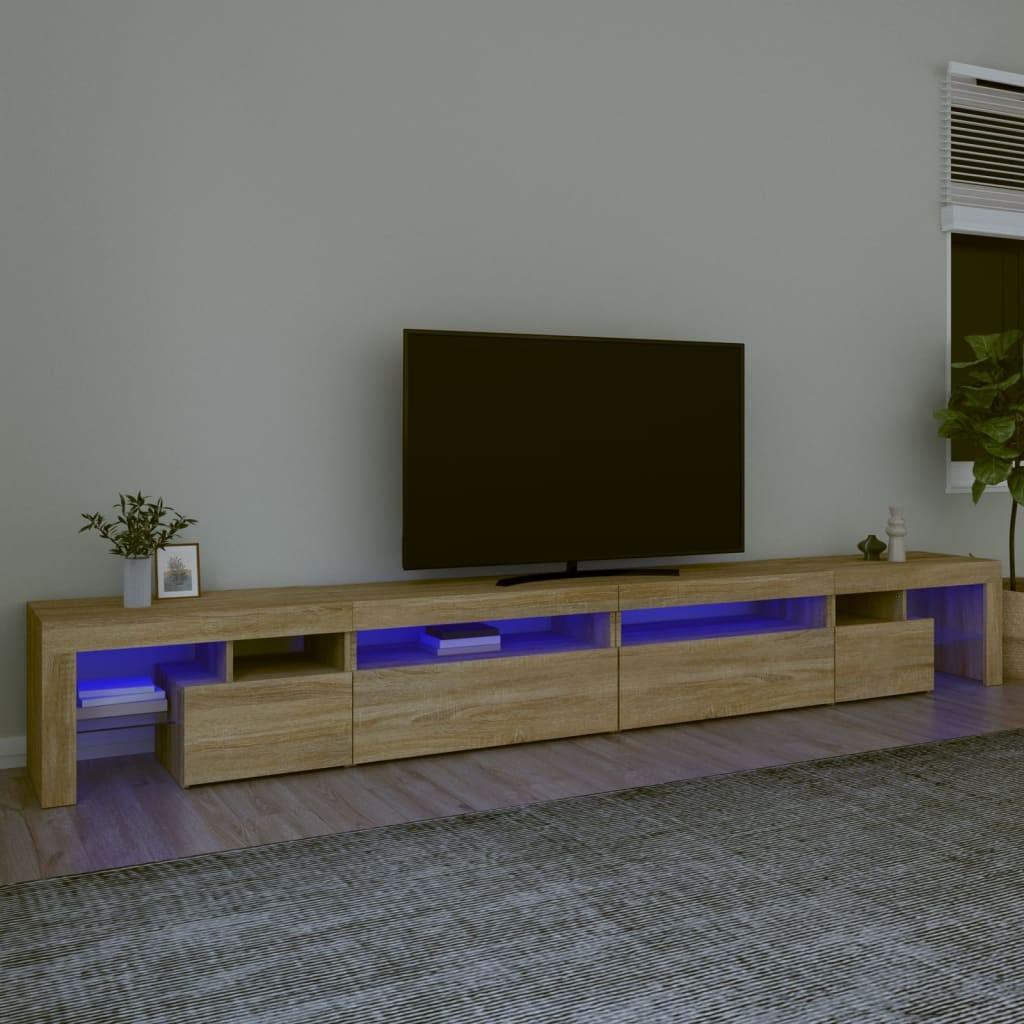 Tv-bord med LED-lys 290x36,5x40 cm sonoma-eg