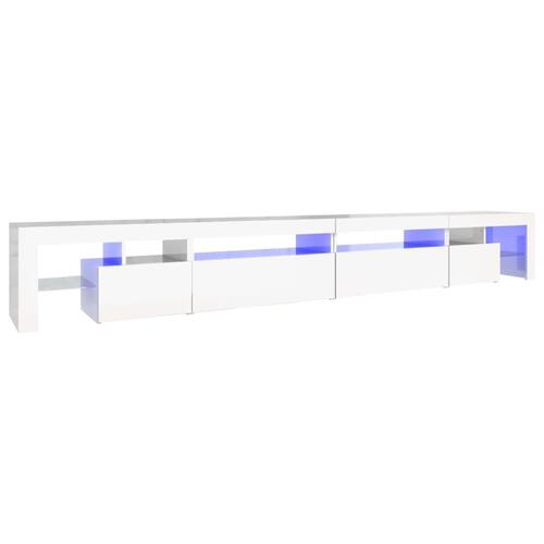 Tv-skab med LED-lys 290x36,5x40 cm hvid højglans