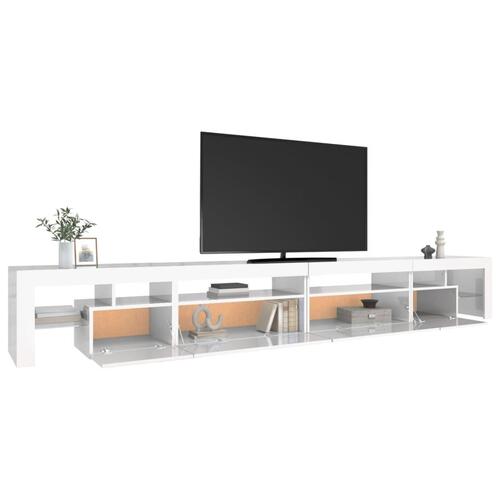 Tv-skab med LED-lys 290x36,5x40 cm hvid højglans