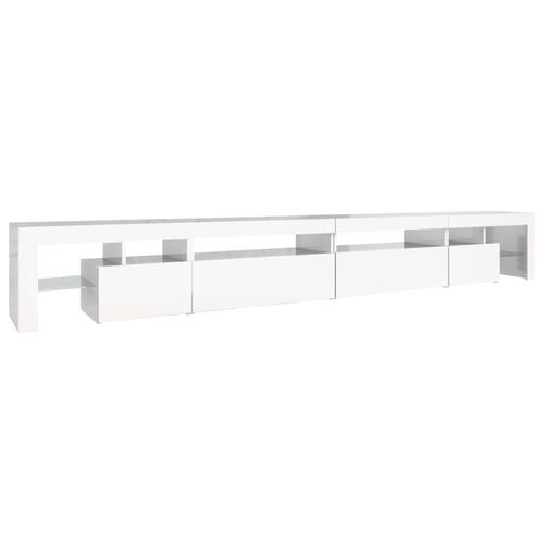 Tv-skab med LED-lys 290x36,5x40 cm hvid højglans