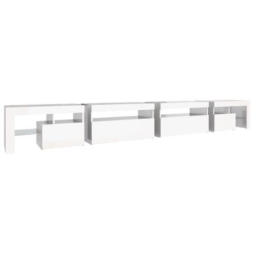 Tv-skab med LED-lys 290x36,5x40 cm hvid højglans