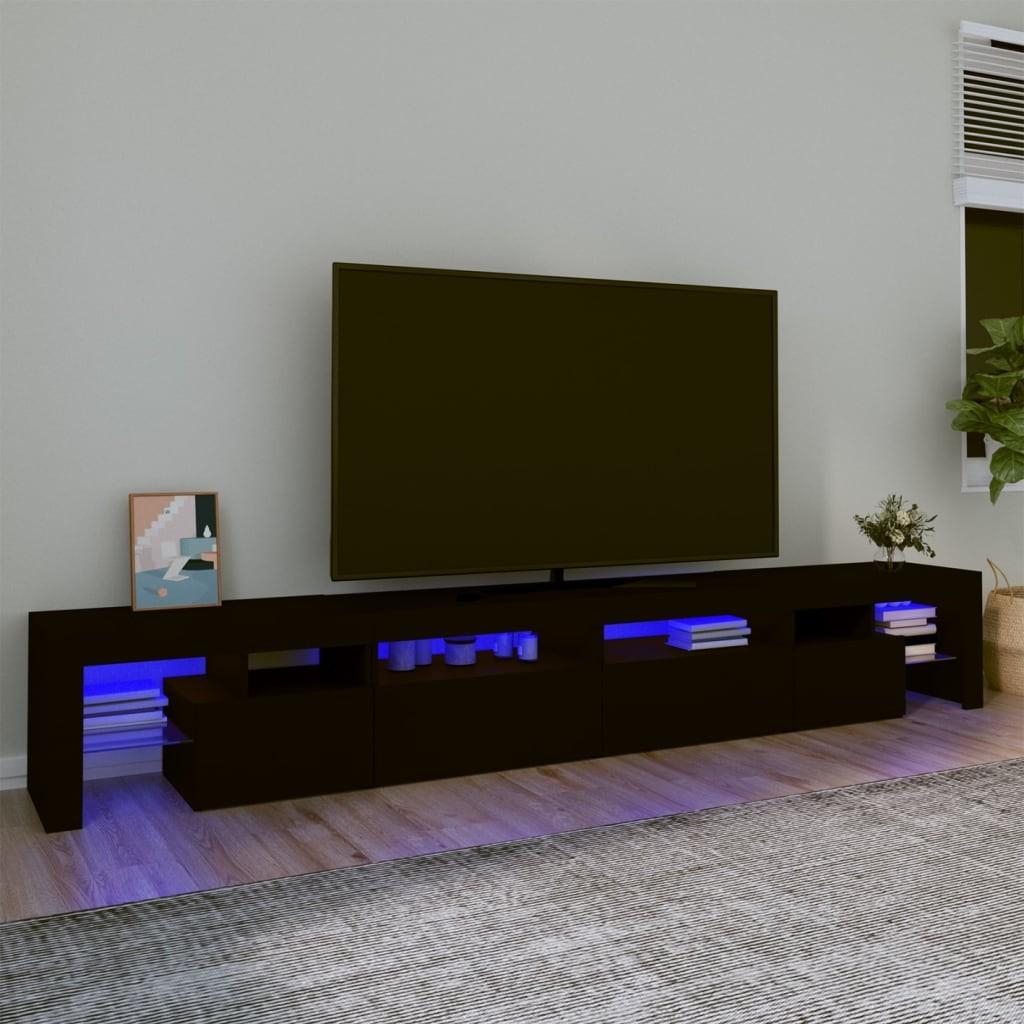 Tv-skab med LED-lys 260x36,5x40 cm sort